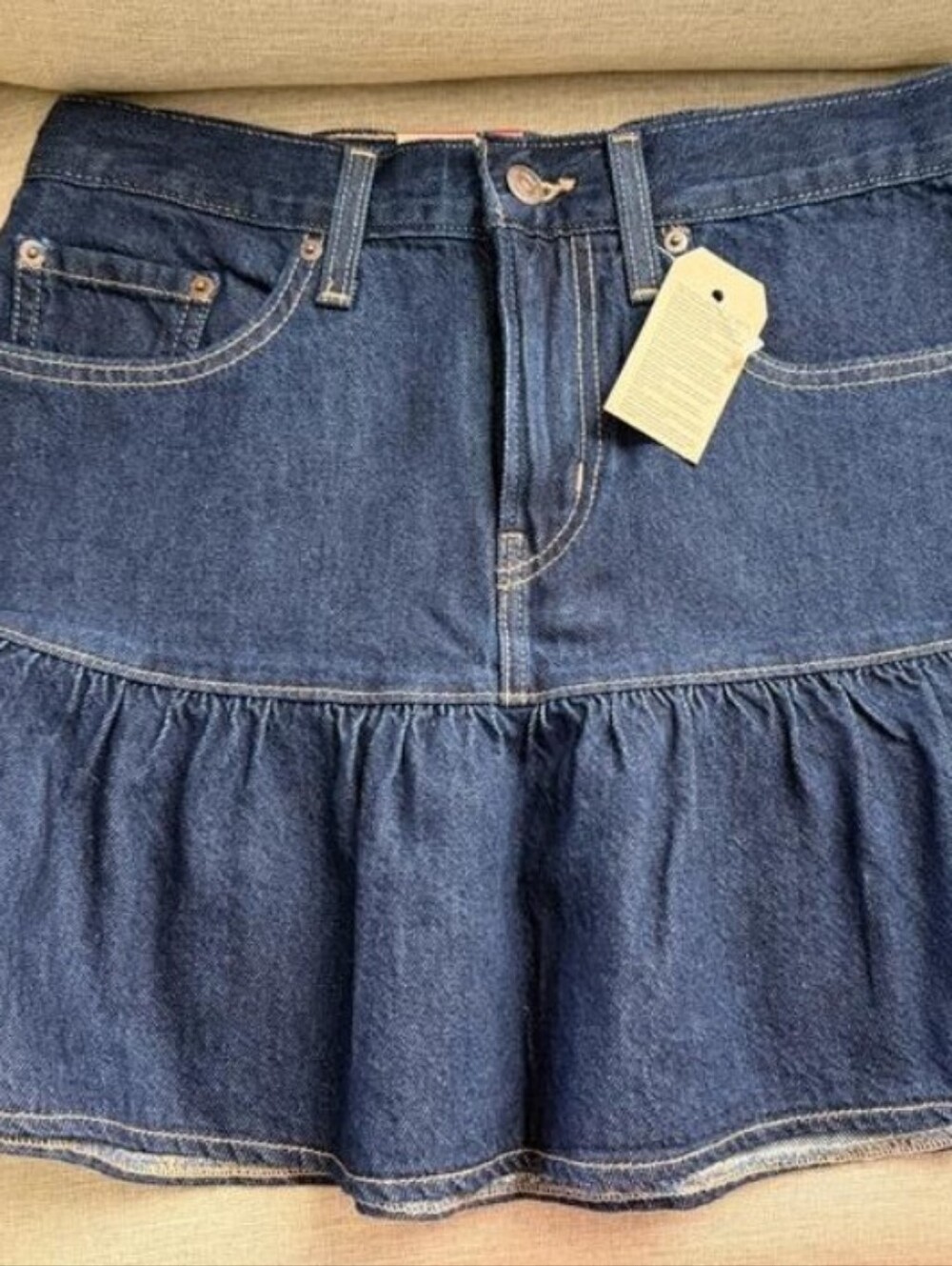 Levi's Denim Ruffle Mini Skirt - Dark Wash